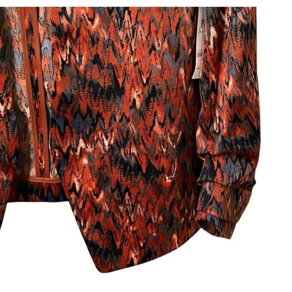 BAR‎ III Women's Ikat Print Multicolor Scrunch Sleeve Blazer Size XS